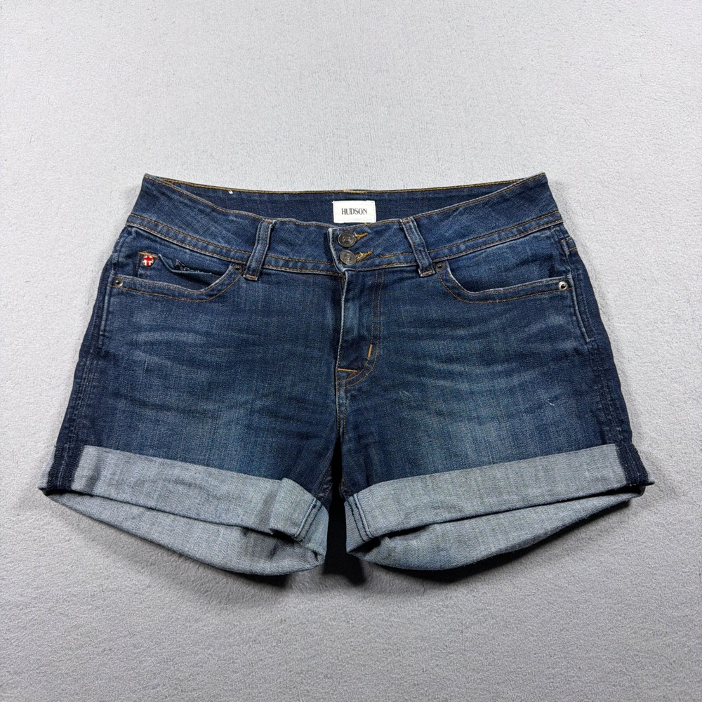 Hudson Ruby Short Women Size 28 Cuffed Mid Rise Dark Wash Denim Shorts Casual